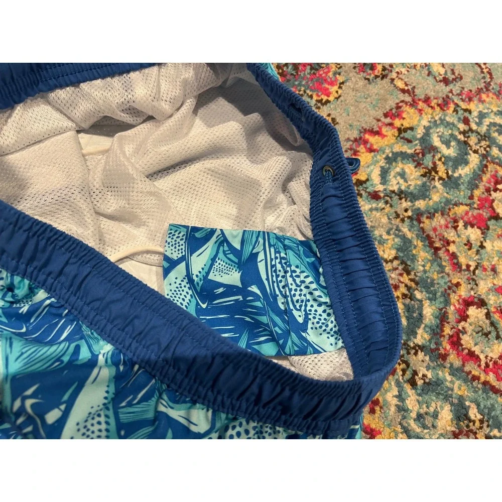 Vineyard Vines Mens Blue Fish Print Swim‎ Trunks Board Shorts Mesh Lining Size M